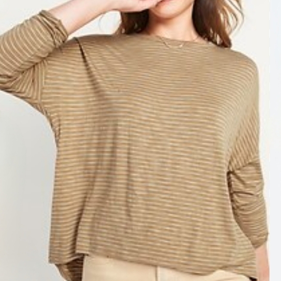 Old Navy Luxe Oversized Slub-Knit Tee Earth Brown Stripe XXL - Picture 9 of 9